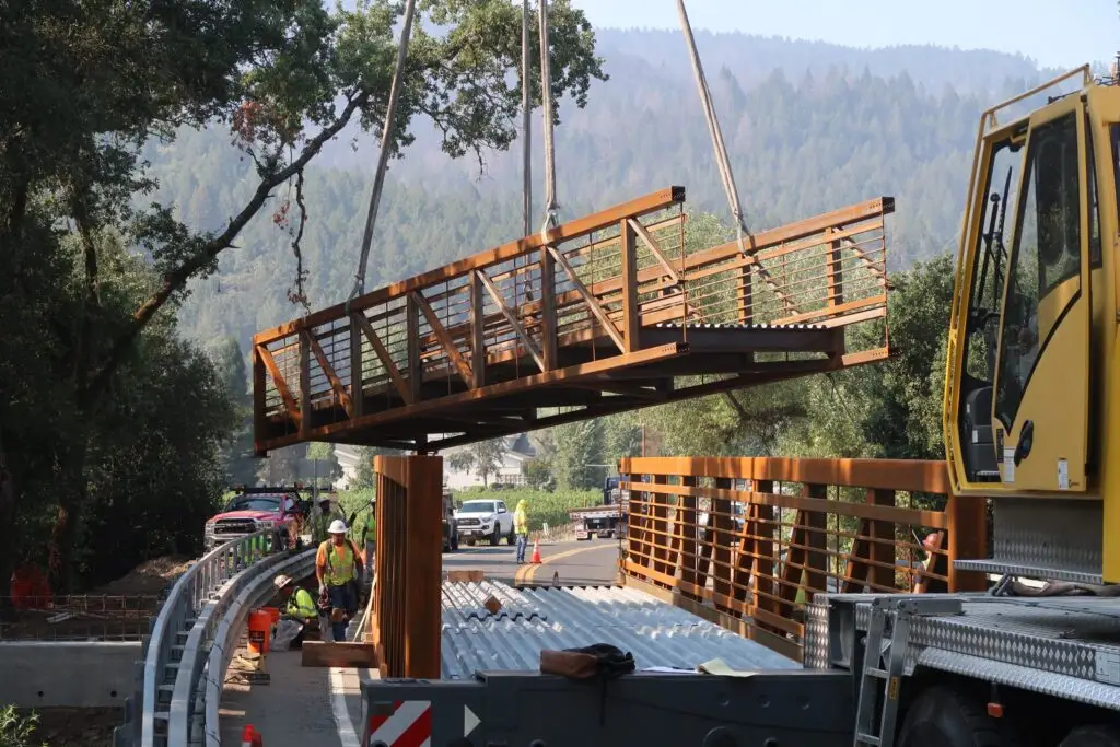 Crew works on bridge project in Sonoma County, CA